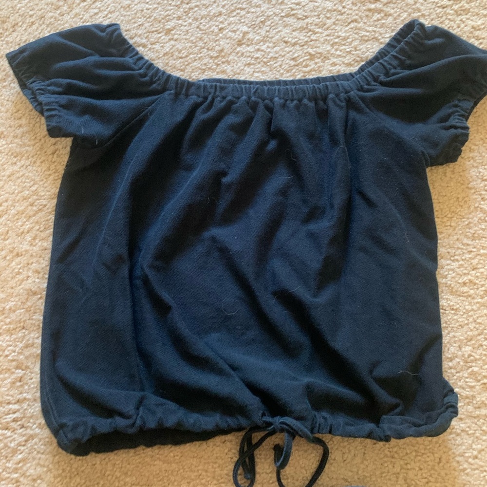 Madewell Off the Shoulder Short Sleeve Tie Shirt